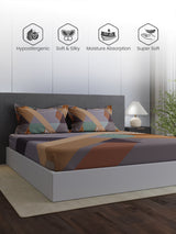 100% Cotton King Bedsheet Set, 300 TC Multicolor Geometric, Gardenia Augusta