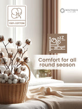 100% Cotton King Bedsheet Set, 300 TC Brown Geometric, Gardenia Augusta