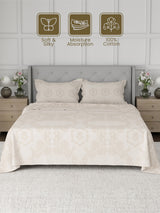 100% Cotton 300 TC, Printed King Bedsheet Set for Gifting, Cottage Garden