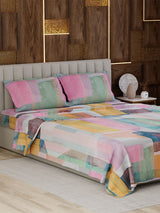 100% Cotton King Bedsheet Set, 300 TC Printed, Gardenia Augusta