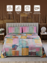 100% Cotton King Bedsheet Set, 300 TC Printed, Gardenia Augusta