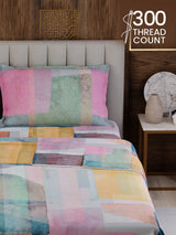100% Cotton King Bedsheet Set, 300 TC Printed, Gardenia Augusta