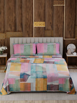 100% Cotton King Bedsheet Set, 300 TC Printed, Gardenia Augusta