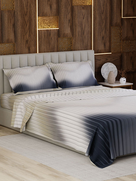 100% Cotton King Bedsheet Set, 300 TC Printed, Gardenia Augusta