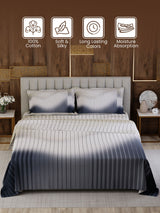 100% Cotton King Bedsheet Set, 300 TC Printed, Gardenia Augusta