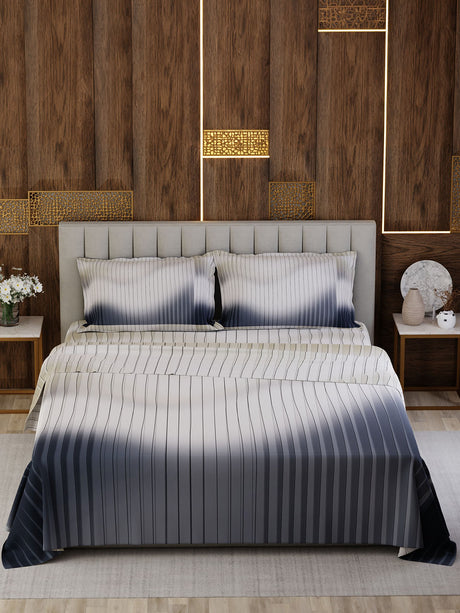 100% Cotton King Bedsheet Set, 300 TC Printed, Gardenia Augusta