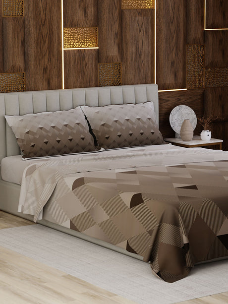 100% Cotton King Bedsheet Set, 300 TC Printed, Gardenia Augusta