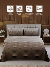 100% Cotton King Bedsheet Set, 300 TC Printed, Gardenia Augusta