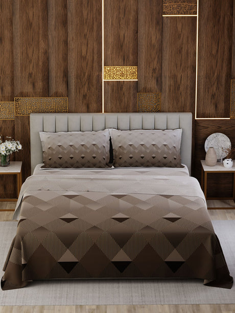 100% Cotton King Bedsheet Set, 300 TC Printed, Gardenia Augusta