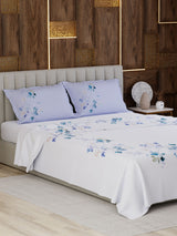 100% Cotton King Bedsheet Set, 300 TC Printed, Gardenia Augusta