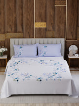 100% Cotton King Bedsheet Set, 300 TC Printed, Gardenia Augusta