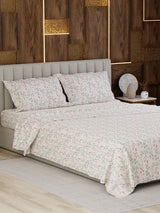 100% Cotton Super King Bedsheet Set, 300 TC Floral, Gardenia Augusta