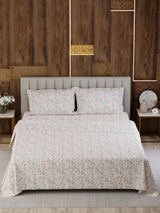 100% Cotton Super King Bedsheet Set, 300 TC Floral, Gardenia Augusta