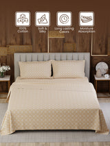 100% Cotton Super King Bedsheet Set, 300 TC Floral, Gardenia Augusta