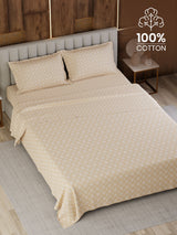 100% Cotton Super King Bedsheet Set, 300 TC Floral, Gardenia Augusta