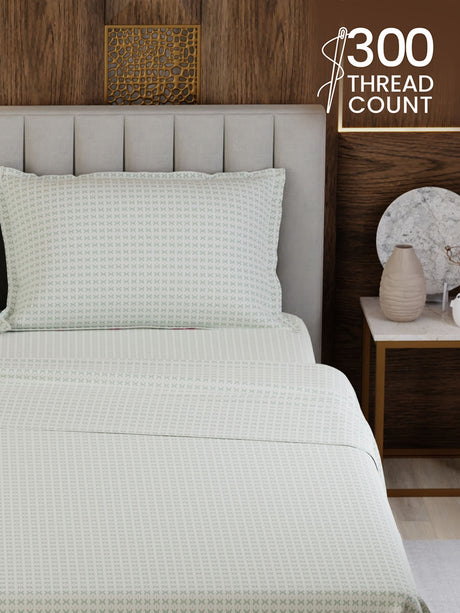 100% Cotton Super King Bedsheet Set, 300 TC Floral, Gardenia Augusta