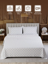 100% Cotton Super King Bedsheet Set, 300 TC Floral, Gardenia Augusta