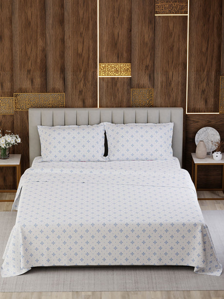 100% Cotton Super King Bedsheet Set, 300 TC Floral, Gardenia Augusta
