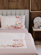 100% Cotton Super King Bedsheet Set, 300 TC Floral, Gardenia Augusta