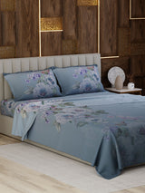100% Cotton Super King Bedsheet Set, 300 TC Floral, Gardenia Augusta