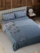100% Cotton Super King Bedsheet Set, 300 TC Floral, Gardenia Augusta