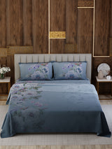 100% Cotton Super King Bedsheet Set, 300 TC Floral, Gardenia Augusta