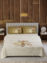100% Cotton Super King Bedsheet Set, 300 TC Floral, Gardenia Augusta