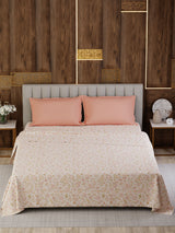 100% Cotton Super King Bedsheet Set, 300 TC Floral, Gardenia Augusta
