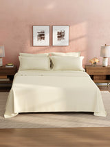 100% Cotton King Bedsheet Set, 400 TC Dyed Solid, Cotton Charm