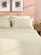 100% Cotton King Bedsheet Set, 400 TC Dyed Solid, Cotton Charm