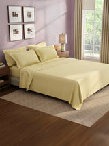100% Cotton King Bedsheet Set, 400 TC Dyed Solid, Cotton Charm