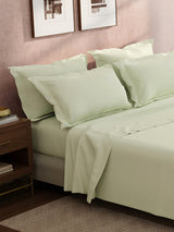 100% Cotton King Bedsheet Set, 400 TC Dyed Solid, Cotton Charm