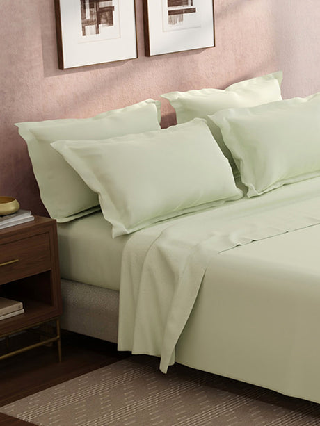 100% Cotton King Bedsheet Set, 400 TC Dyed Solid, Cotton Charm