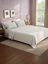 100% Cotton King Bedsheet Set, 400 TC Dyed Solid, Cotton Charm