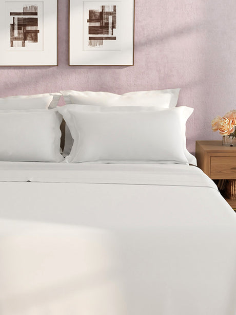 100% Cotton King Bedsheet Set, 400 TC Dyed Solid, Cotton Charm
