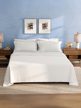 100% Cotton King Bedsheet Set, 400 TC Dyed Solid, Cotton Charm