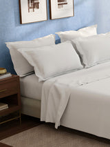 100% Cotton King Bedsheet Set, 400 TC Dyed Solid, Cotton Charm