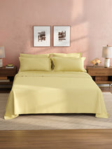 100% Cotton King Bedsheet Set, 400 TC Dyed Solid, Cotton Charm