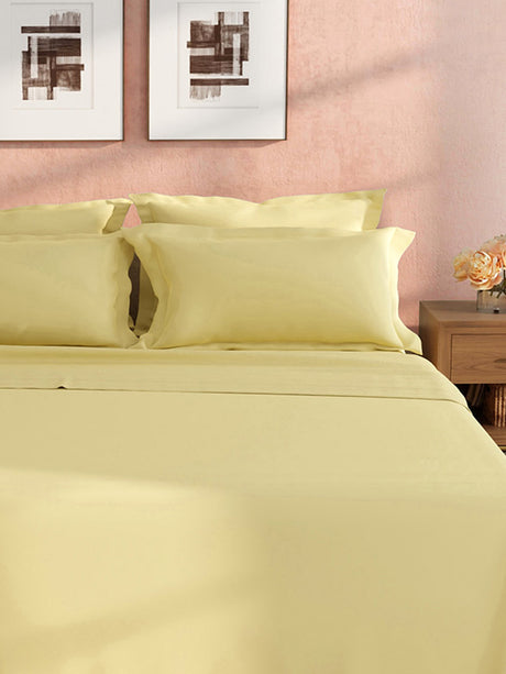 100% Cotton King Bedsheet Set, 400 TC Dyed Solid, Cotton Charm