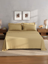 100% Cotton King Bedsheet Set, 400 TC Dyed Solid, Cotton Charm