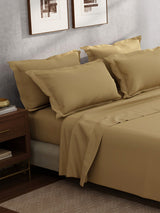 100% Cotton King Bedsheet Set, 400 TC Dyed Solid, Cotton Charm