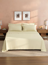 100% Cotton King Bedsheet Set, 400 TC Dyed Solid, Cotton Charm