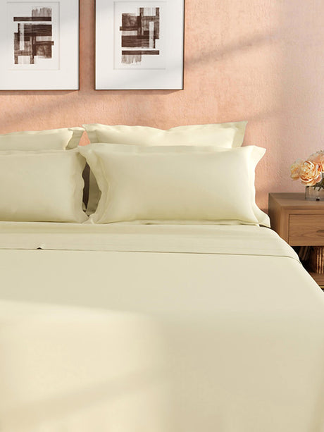 100% Cotton King Bedsheet Set, 400 TC Dyed Solid, Cotton Charm