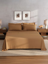 100% Cotton King Bedsheet Set, 400 TC Dyed Solid, Cotton Charm