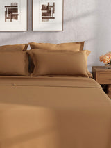 100% Cotton King Bedsheet Set, 400 TC Dyed Solid, Cotton Charm
