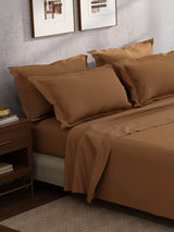 100% Cotton King Bedsheet Set, 400 TC Dyed Solid, Cotton Charm
