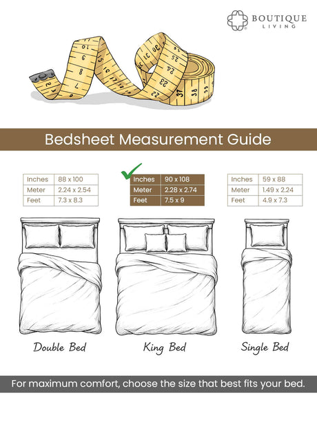 100% Cotton King Bedsheet Set, 400 TC Dyed Solid, Cotton Charm