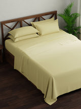 100% Cotton, King Bedsheet Set, 300 TC Solid, Emblem