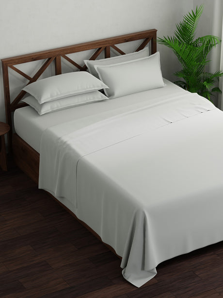 100% Cotton, King Bedsheet Set, 300 TC Solid, Emblem
