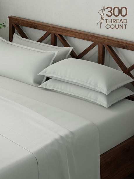 100% Cotton, King Bedsheet Set, 300 TC Solid, Emblem